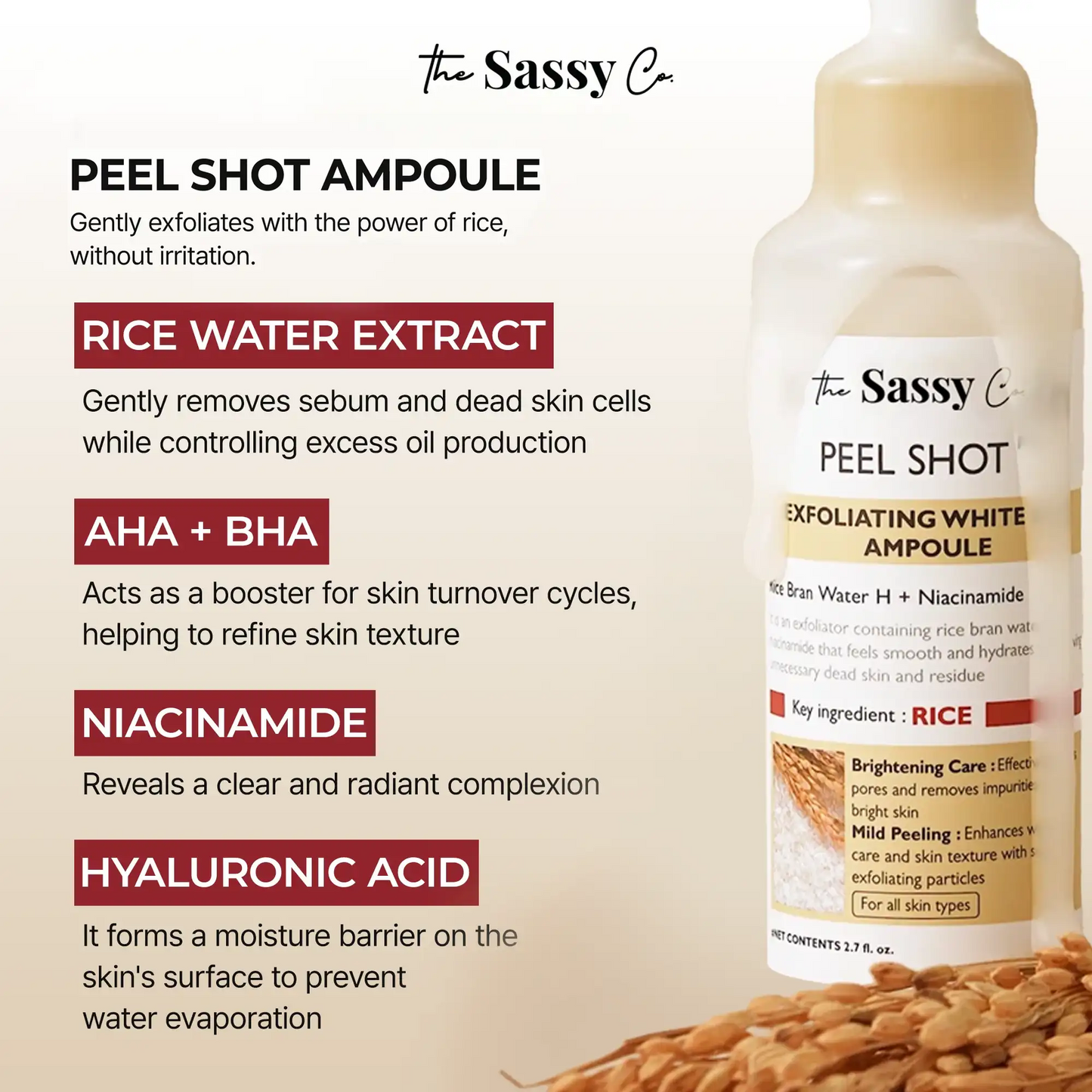 Sassy White Rice Peel Shot Glow